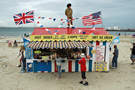 Beach scene with flags, Weymouth