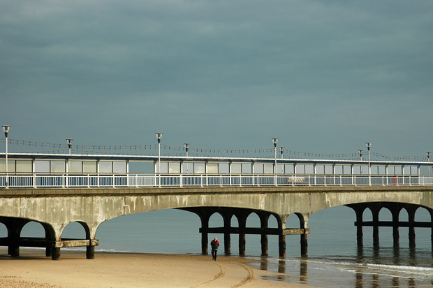 Bournemouth Pier and tyre tracks